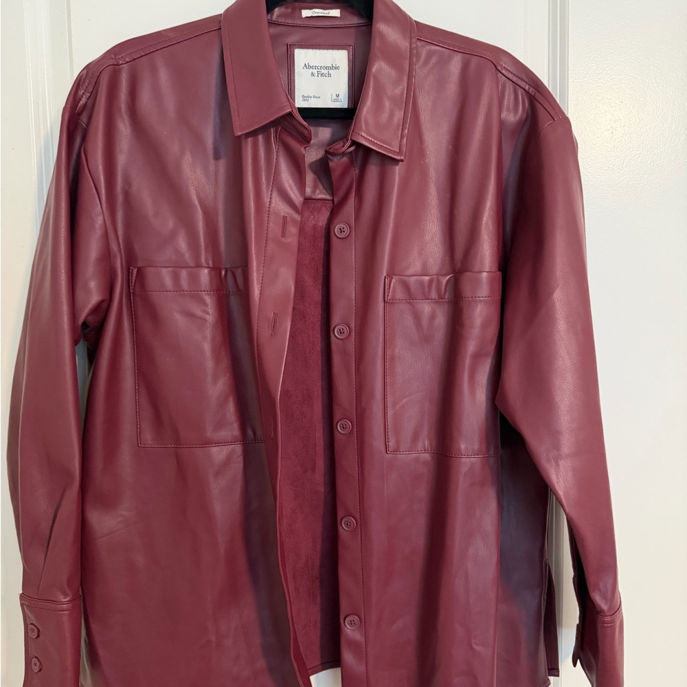 Abercrombie & Fitch Wine Faux Leather Jacket